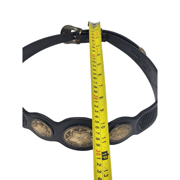 Vogt Belt Steerhide Leather Sterling Buckle Western Conchos Southwest Style 32 - Picture 11 of 16